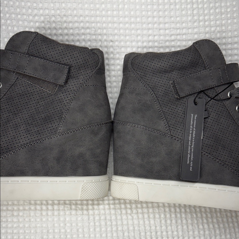 Athlefit Gray High-Top Wedge Sneakers - Size 10 - Picture 6 of 6